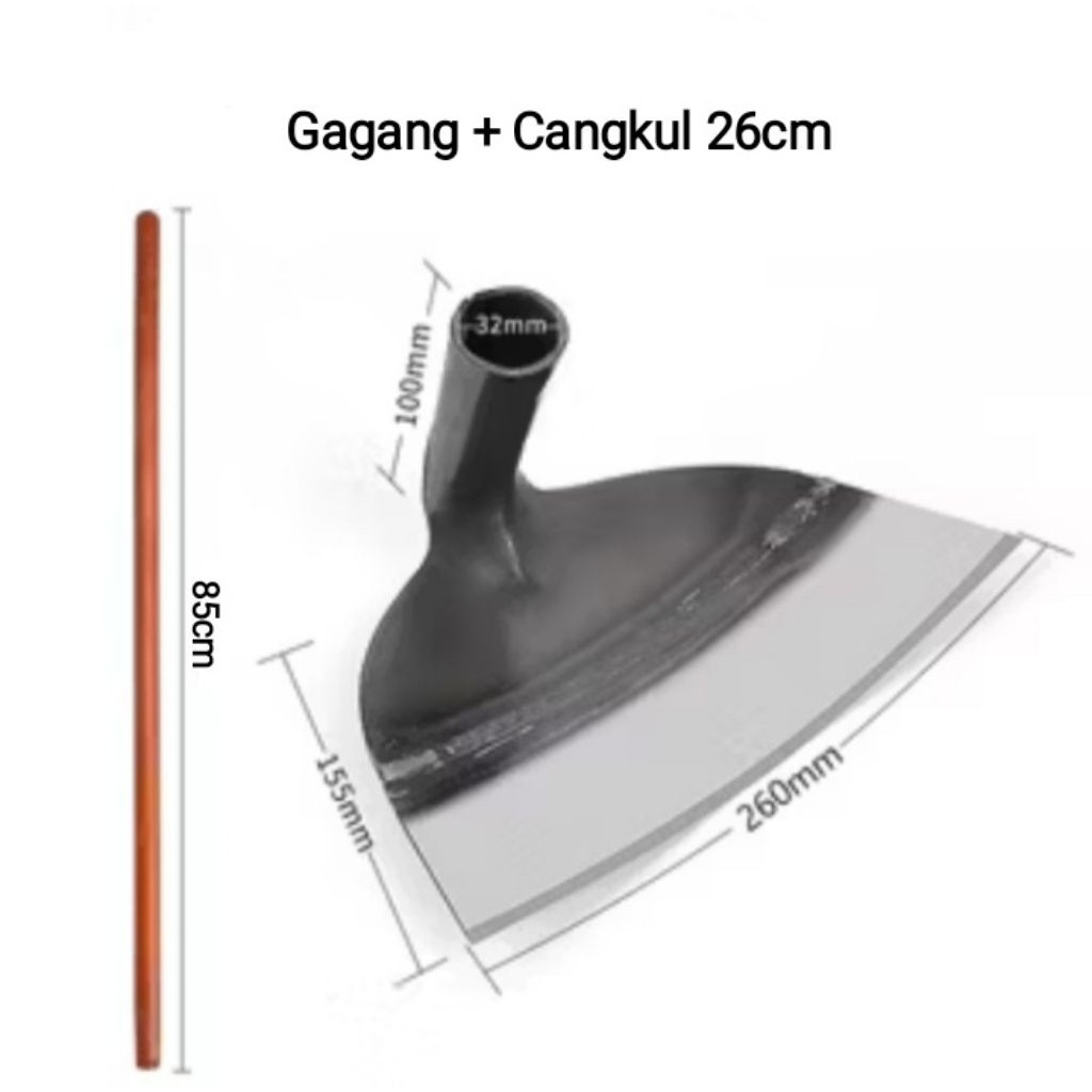 PREMIUM Cangkul + Gagang Cangkul Model Jerman Kepala Baja Bahan Lendang Asli Anti Gompal Anti Mleyot