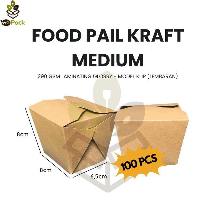 Food Pail Paper Medium 10oz Box bento Coklat Kraft 290GSM Laminating M