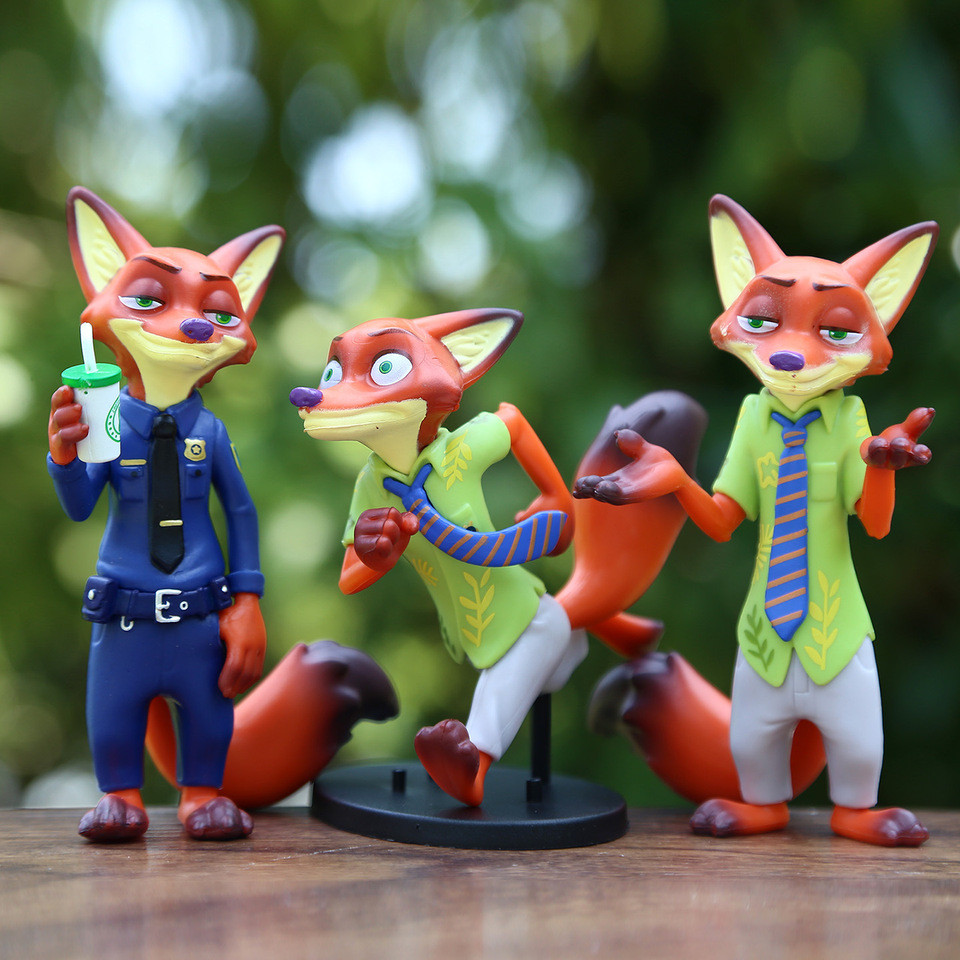 6pcs/set Disney Cute Zootopia Judy Rabbit Nick Fox Series Figurine Model Toy Figurine Accessories Gi