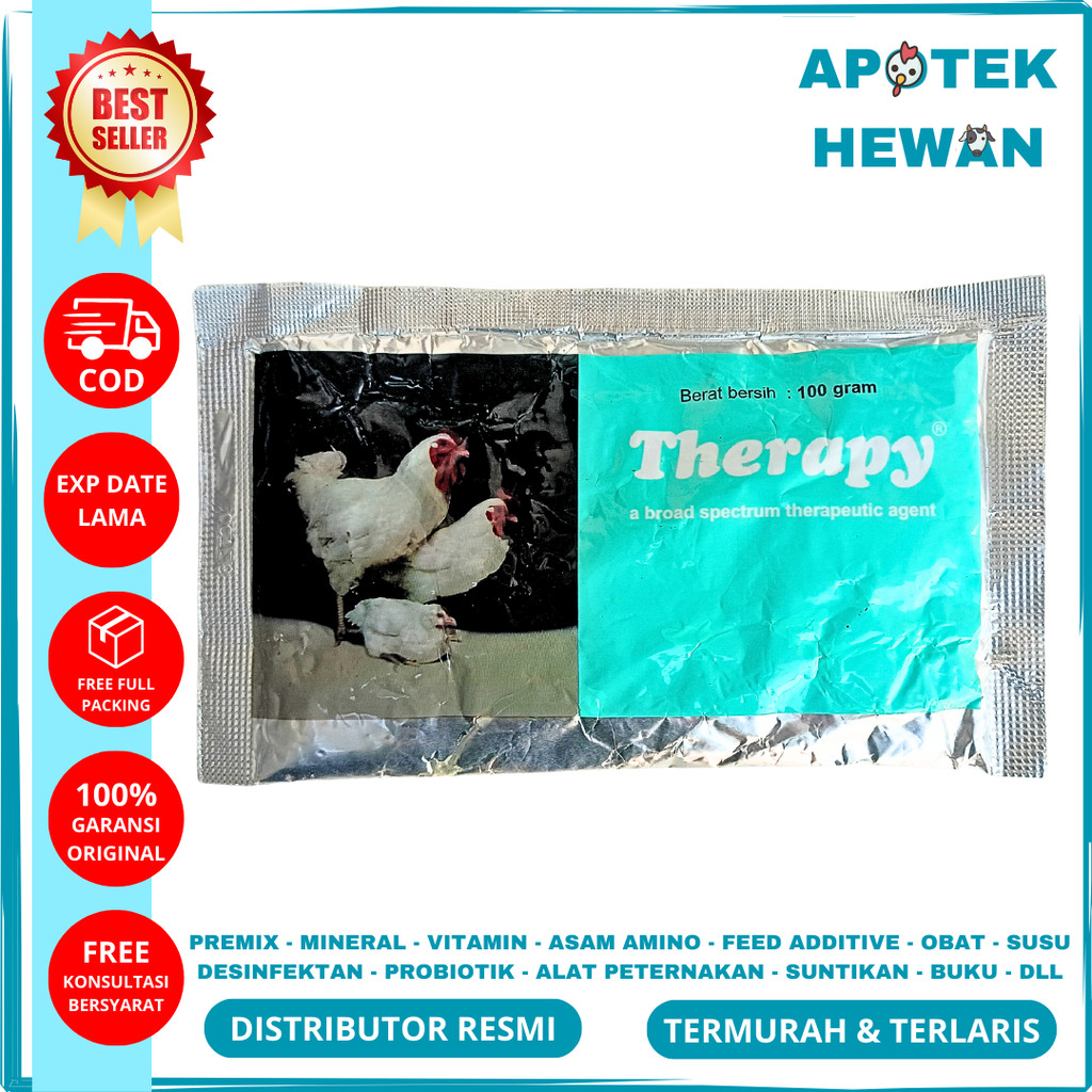THERAPY 100 GRAM MEDION - Therapy Ayam - Obat Ayam Antibiotik Ayam Obat Crd Koksi Coryza Snot Flu Ay