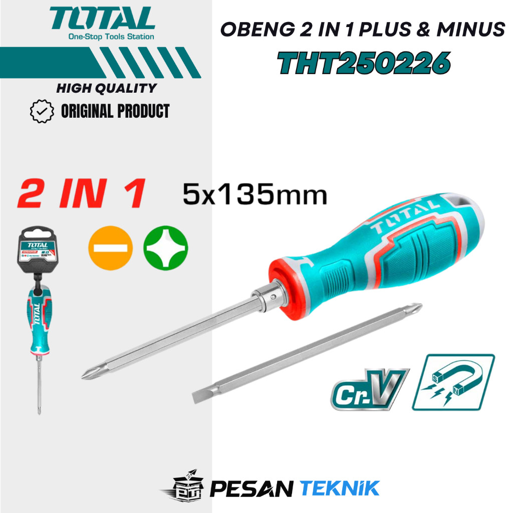 Obeng 2 in 1 Plus & Minus 5X135MM TOTAL THT250226