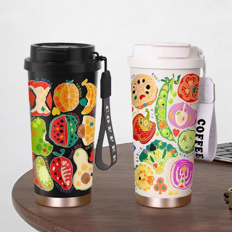 Tumbler Buah Sayuran Botol Air Minum Aesthetic Stainless Steel Tumblr CUP 500 ML Termos Viral Tahan 