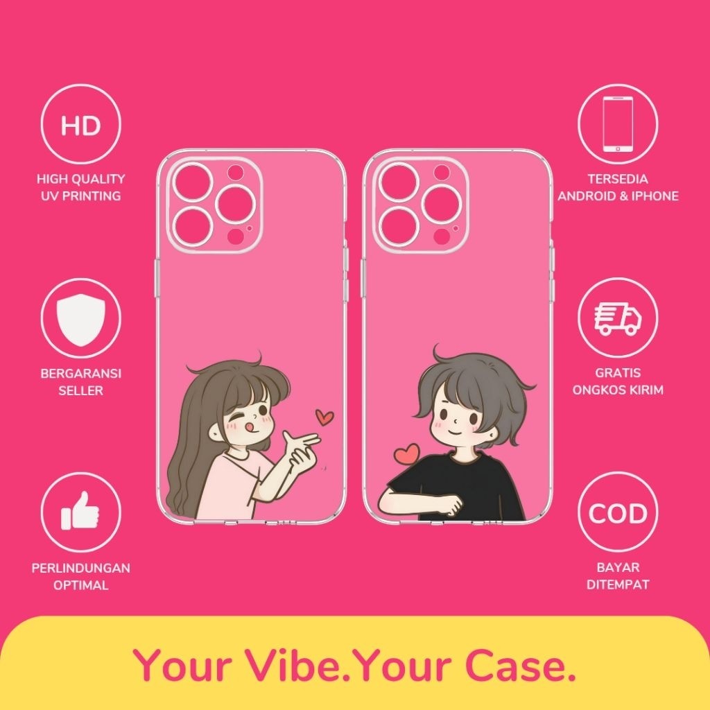 Custom Case Couple Pasangan Bahan Softcase Silicon All Type Hp Android Dan ios