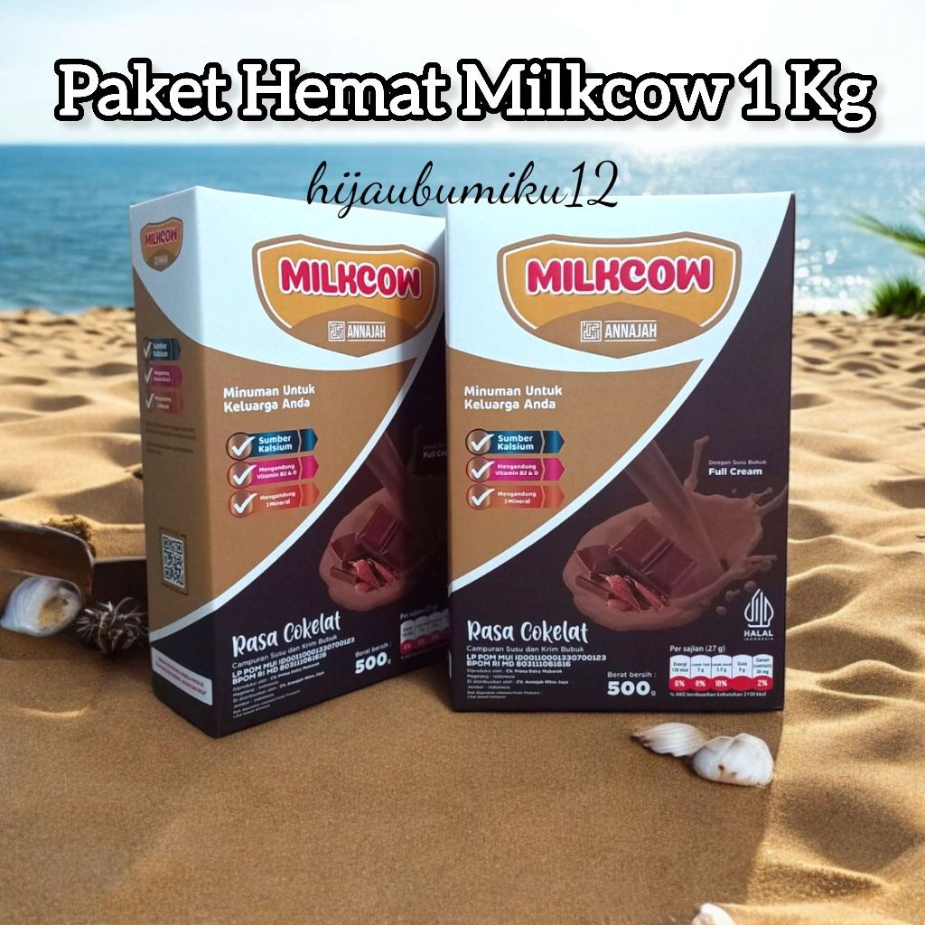 Milkcow 1Kg 2 x 500gr - Susu Gemuk Penambah Nafsu Makan - Full Cream Anak Dewasa