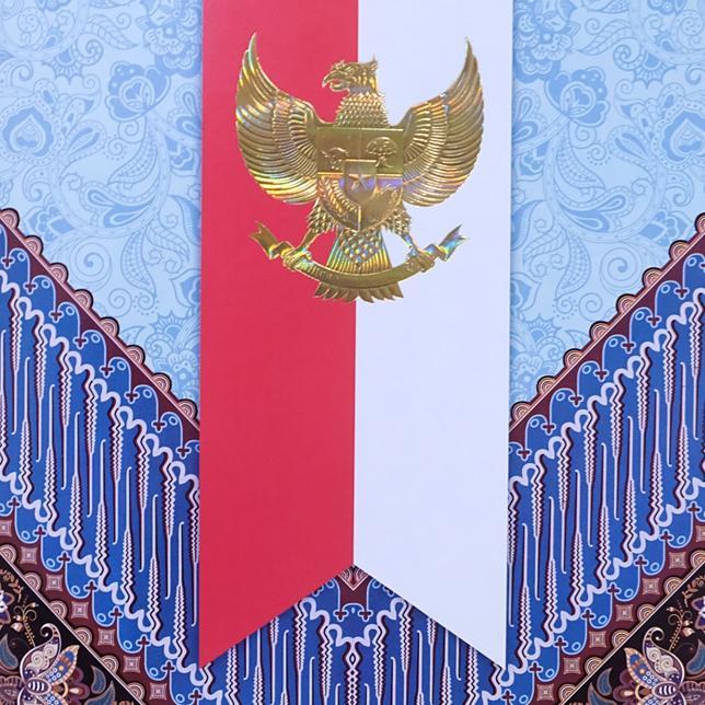 map kertas / stopmap / Stop Map folio motif batik Garuda Indonesia - Biru