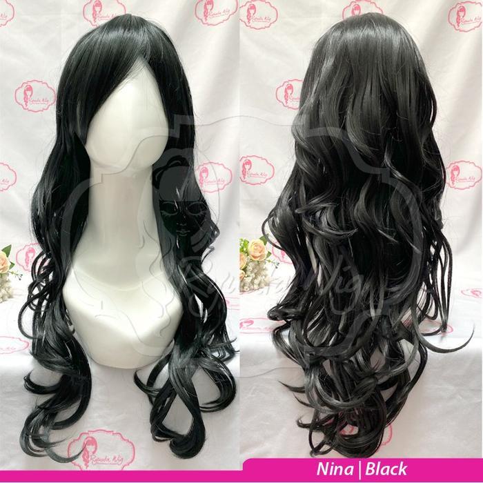 RyuutaWig Wig Long Wavy Panjang Gelombang Poni Samping Nina - Black