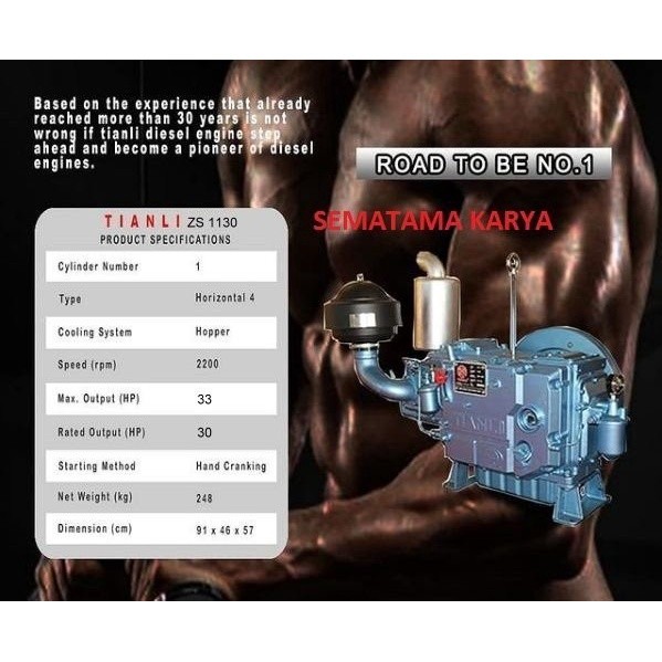 Mesin Diesel 33PK 33HP ZS1133Y Tanpa Tanki TIANLI JEPANG ASLI
