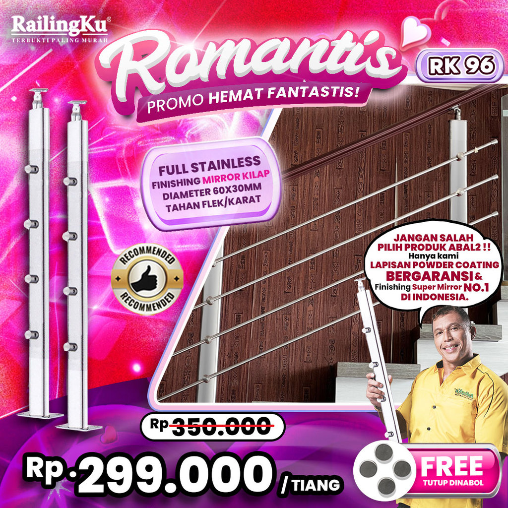 Railing Tangga Pipa Jari Jari Minimalis Tiang Railingku [ROMANTIS] RK  96 Railing Anti Karat Free Pe