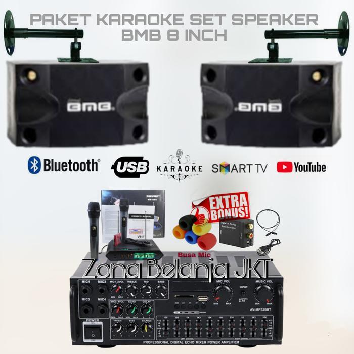 PAKET KARAOKE RUMAHAN SPEAKER BMB 8 INCH ORIGINAL PAKET SOUND BMB