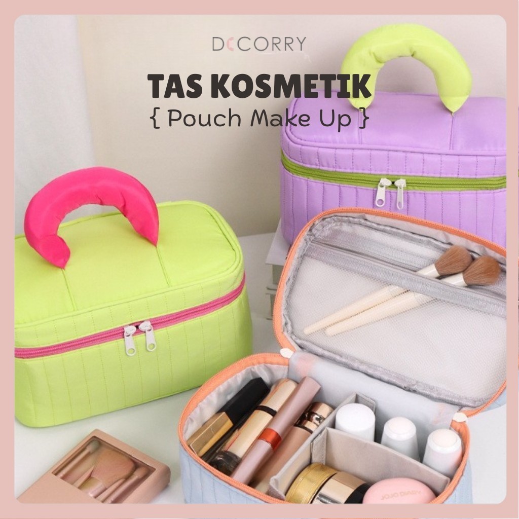 DECORRY (700) Tas Kosmetik Box Aesthetic Warna Pastel / Makeup Organizer Bag Travel / Pouch Kosmetik