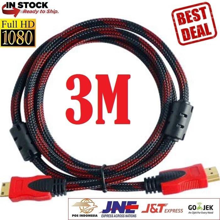 Kabel Monitor HDMI 3 Meter Jaring 3M M-Tech