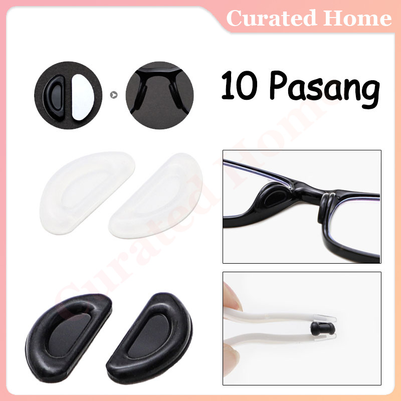 10 Pasang Stiker Kacamata Penyangga Hidung Pencegah Turun / Nosepad Karet Hidung Kacamata Pengganjal