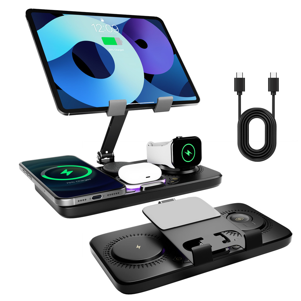 RS 7 in 1 Wireless Charger Station Multiple Devices For iPhone iPad AirPods and Apple Watch-iPhone F