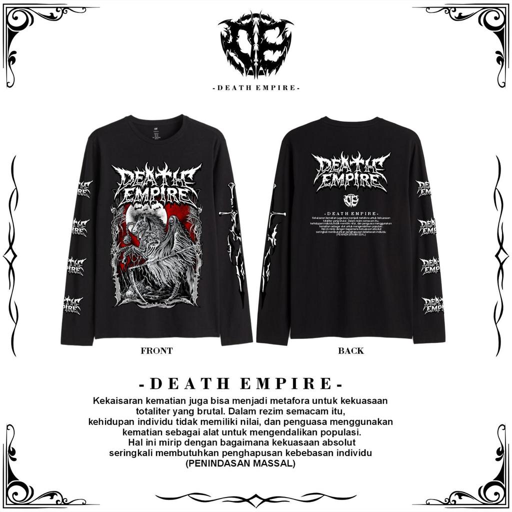 Kaos Longsleeve Netral Death Empire Knight Model Lengan Panjang Casual Sablon Dtf Full Punggung Fash