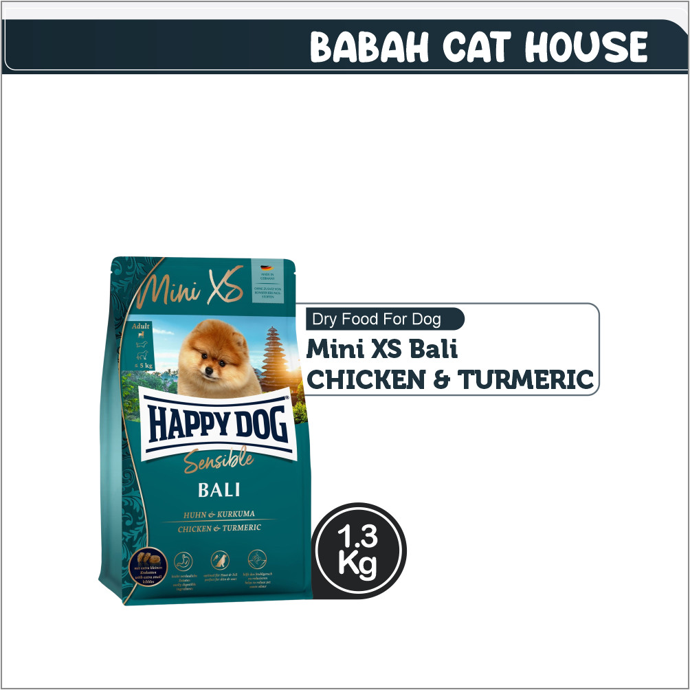 1,3kg HAPPY DOG MINI XS BALI supreme dog food hc exrta small breed rc pomeranian makanan anjing pom 
