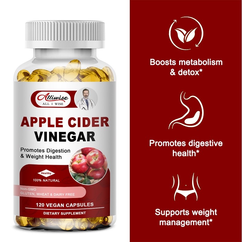 ALLIWISE Apple Cider Vinegar Capsules 120 Kapsul Suplemen Nutrisi Pendukung Pencernaan Harian
