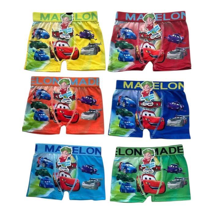 12 pcs | Boxer Dalaman Anak Laki-Laki Karet Pinggang uk M samai XXL - Boxer Segiempat MADELON - 3 PC