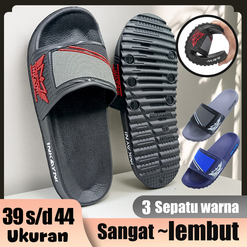 Inkayni Sandal Pria Slop Full Karet Sandal Pria Karet Empuk Anti Slip Sepatu Sandal Karet Pria Empuk