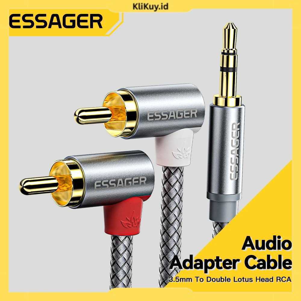 Essager Kabel Audio Jack 35mm ke RCA Double Lotus Elbow 3 Meter EYPWT MYC0G P