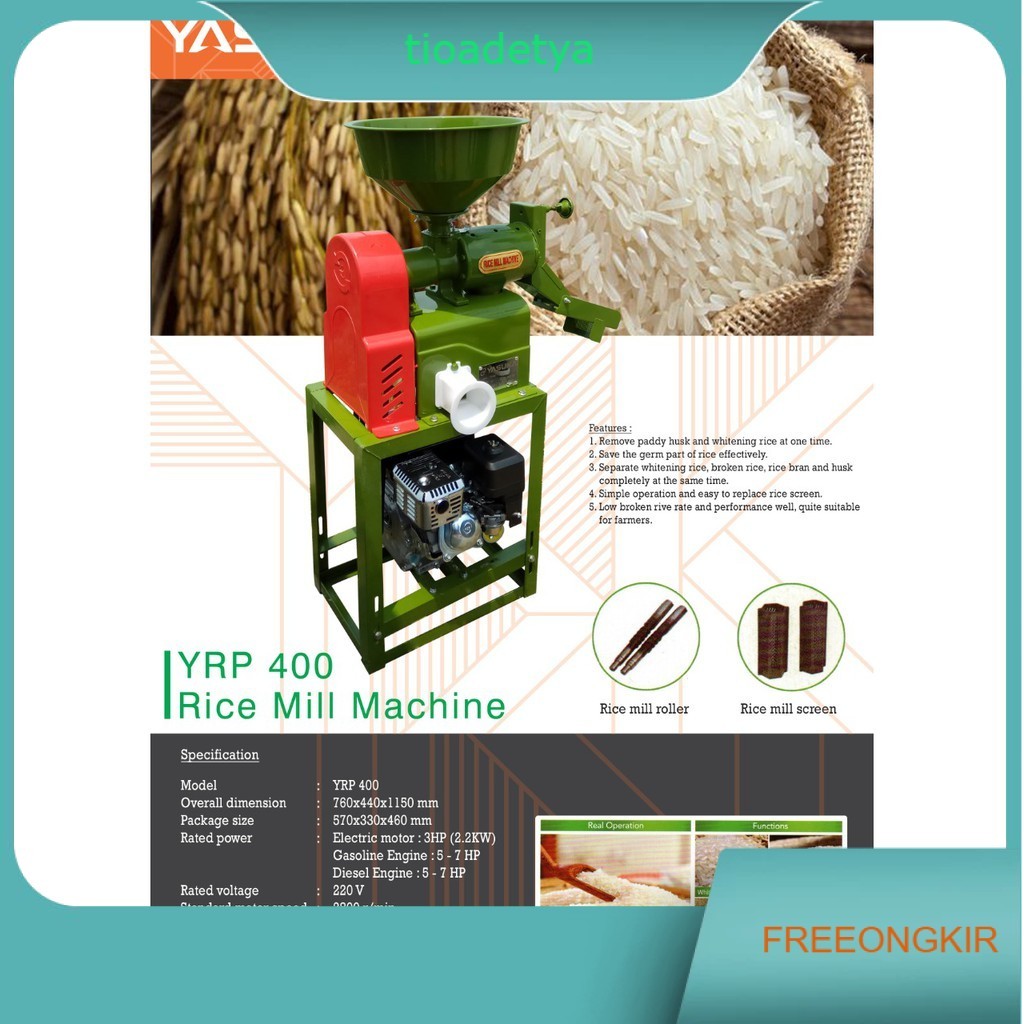 Mesin Penggiling Gabah Padi Beras YASUKA YRP-400 YMRP-400 YAMICHI / Mesin Polisher Gilingan Padi YRP