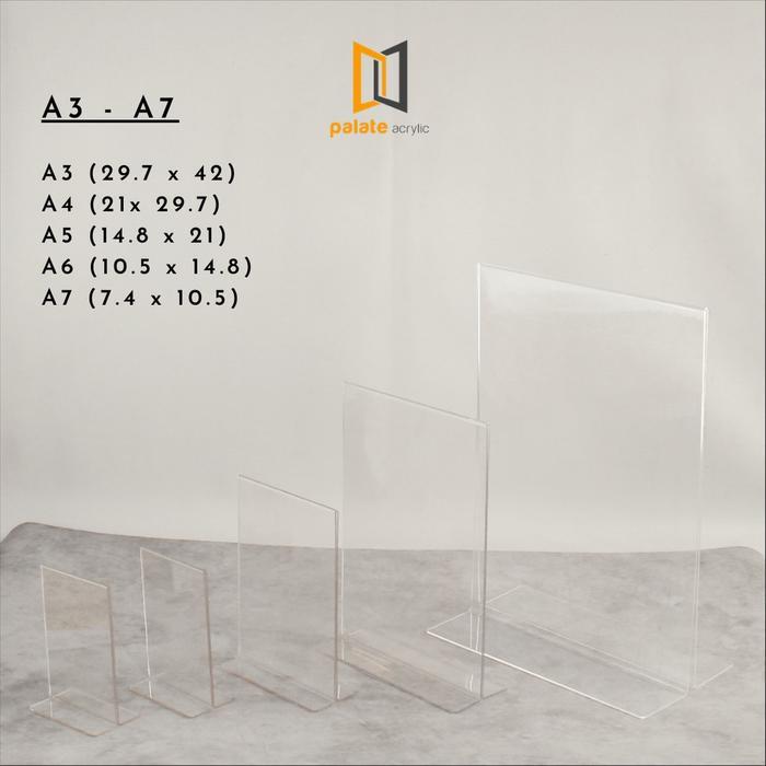 acrylic tent holder / akrilik tent card A4 T tempat brosur Meja 3MM