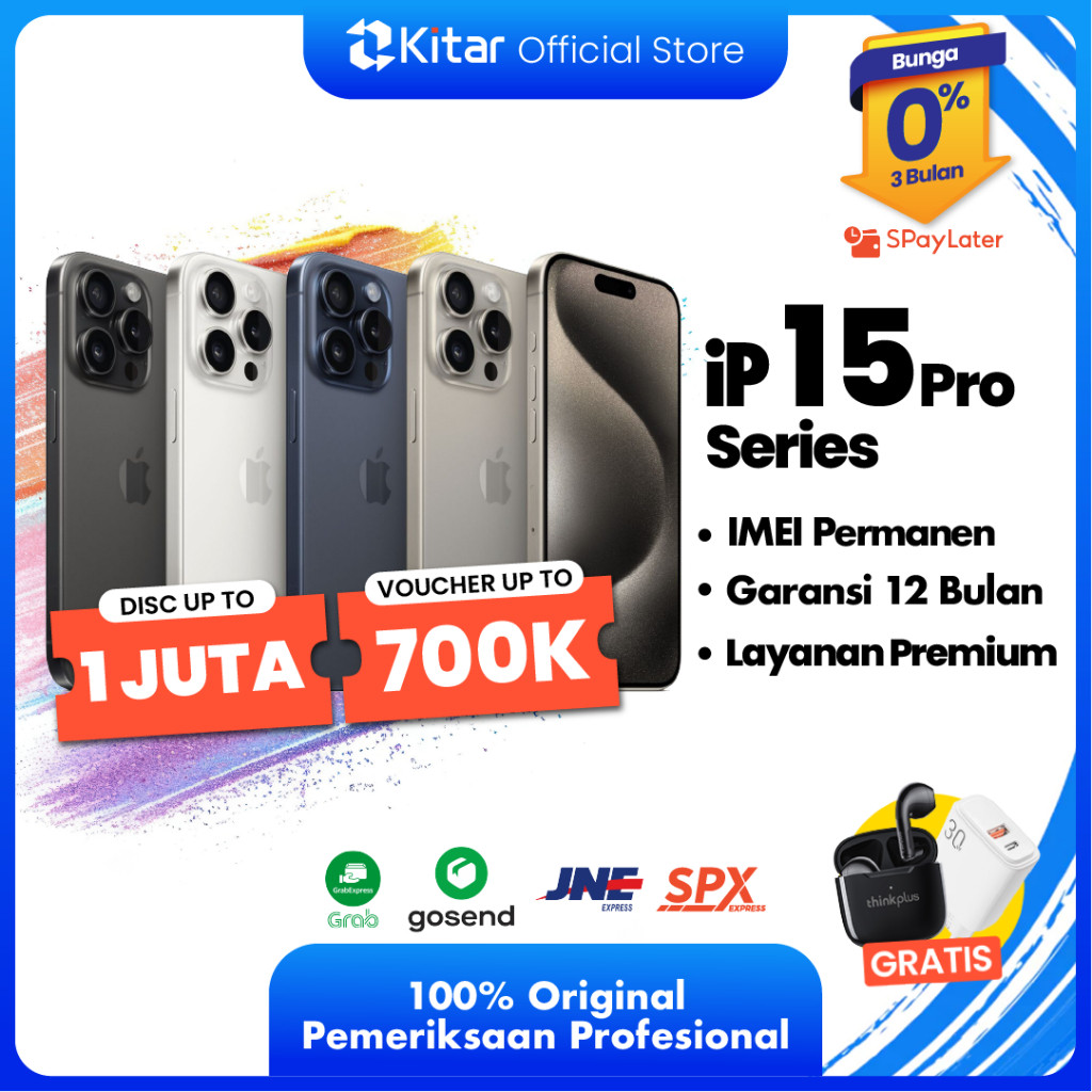 iPhone 15 Pro | 15 Pro Max ex iBox Beacukai IMEI Permanen Garansi 12 Bln 100% Original Second Resmi 