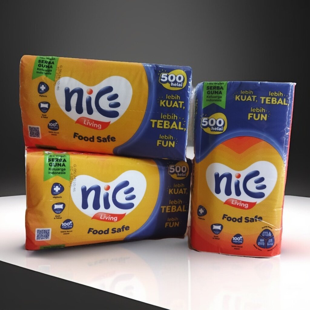 ASS TISSUE NICE 500 HELAI / TISU SERBAGUNA NICE LIVING 250 SHEETS 2 PLY KEMASAN BARU FOOD SAFE