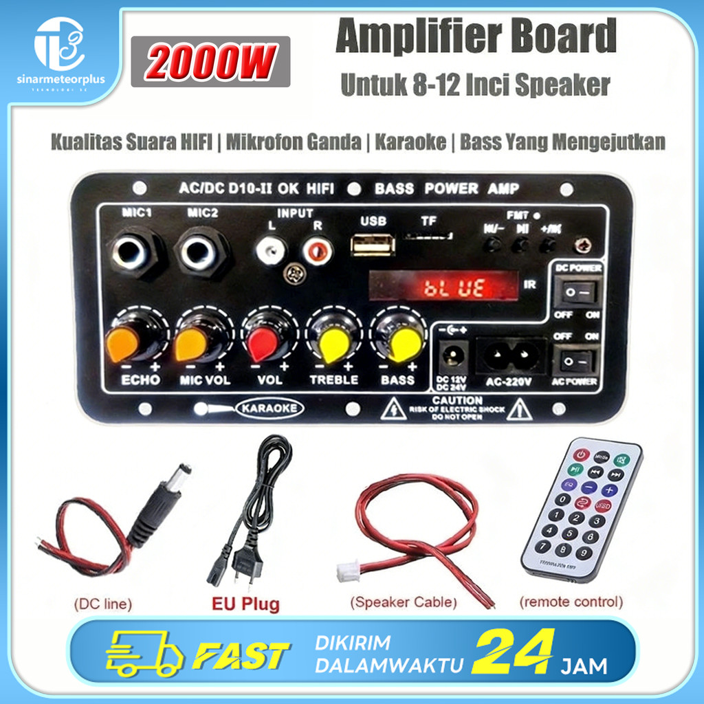 2000W Amplifier Bluetooth Super Bass 12V/24V/220V Modul Speaker Bluetooth Power Amplifier