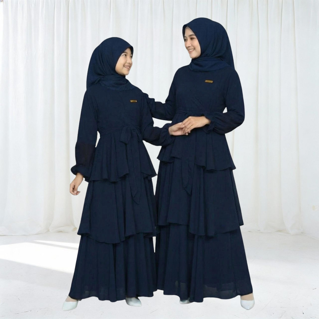 Dress 2026 Gamis Couple Ibu dan Anak Lebaran  Ceruty Abaya Dewasa Couple Ibu Anak Long Dress Muslim