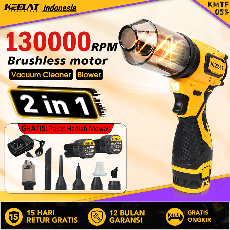 KEELAT KMTF05S Brushless Turbo Jet Fan Vacuum 2-in-1 Mini Blower Rumah & Mobil – Portable + COD