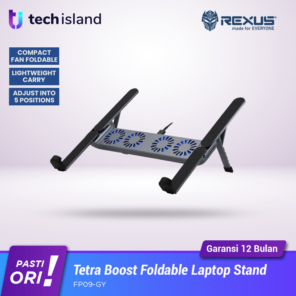 Rexus Tetra Boost FP09 Tetra Pro FP10 Foldable Laptop Stand with Cooler Fan USB HUB