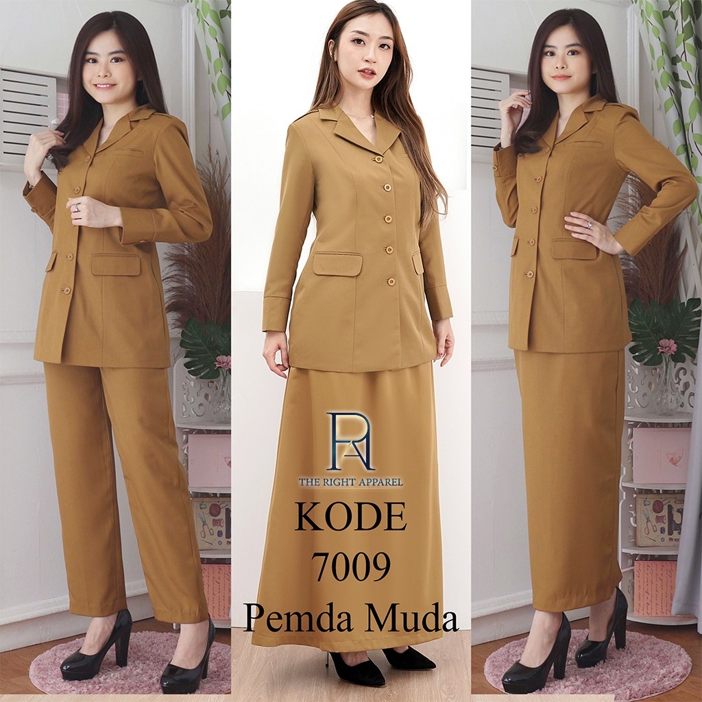 Seragam PNS ID - Blazer Seragam Wanita Formal Kerah Jas Lengan Panjang 3 Kantong Stelan ROK A / ROK 