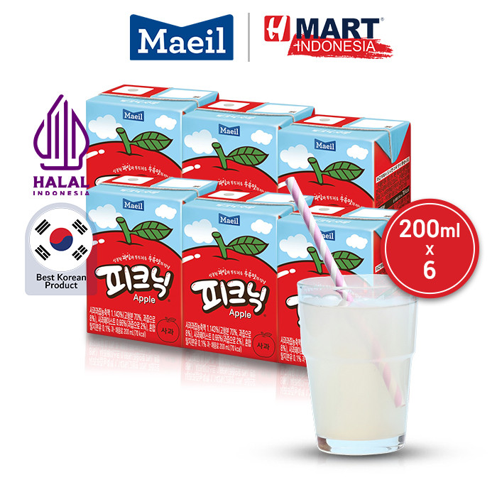 Maeil Picnic Apple Fruit Juice - Jus Buah Apel Korea Asli, Segar & Praktis 200ml x 6