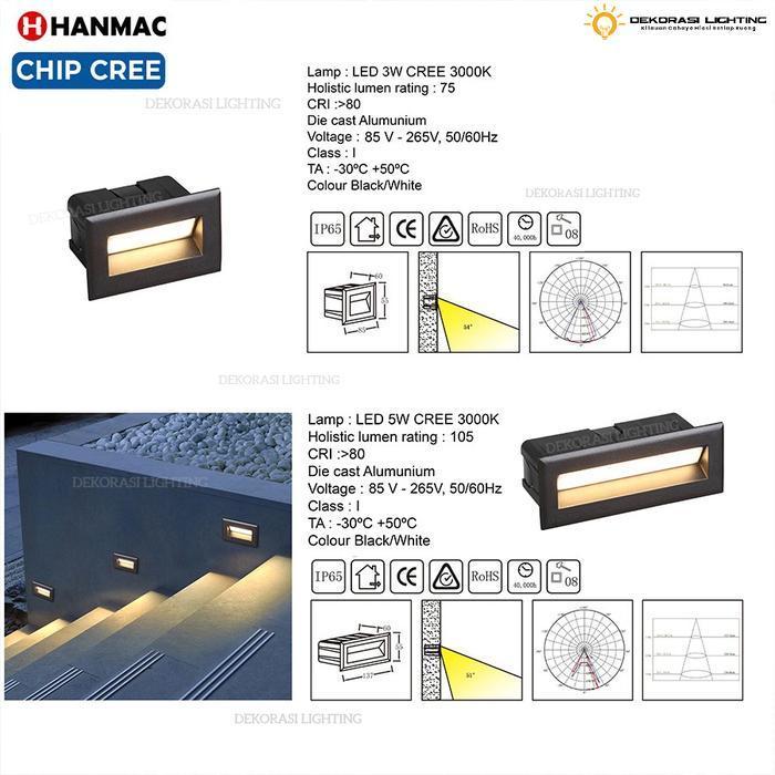 Lampu Tangga Dinding Taman LED Outdoor Waterproof stairs step Light - Hitam, Model Panjang