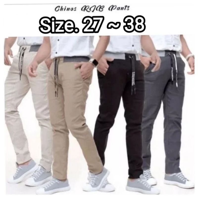 CELANA PANJANG PRIA CHINOS DEWASA RIB PINGGANG  KOLOR