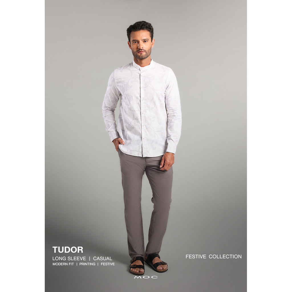 MOC Kemeja Shanghai Lengan Panjang Pria Tudor - White