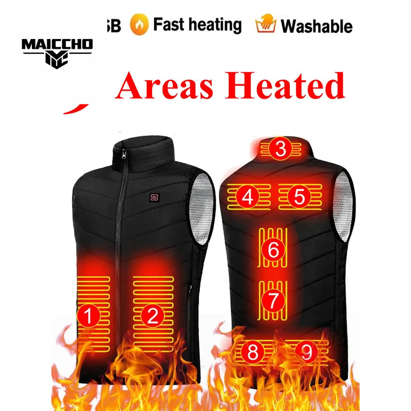 Jacket 9 Heated Vest Zones Electric Heated WoSportswear Heated Vest Bodywarmer Usb Inner Heat Vest V