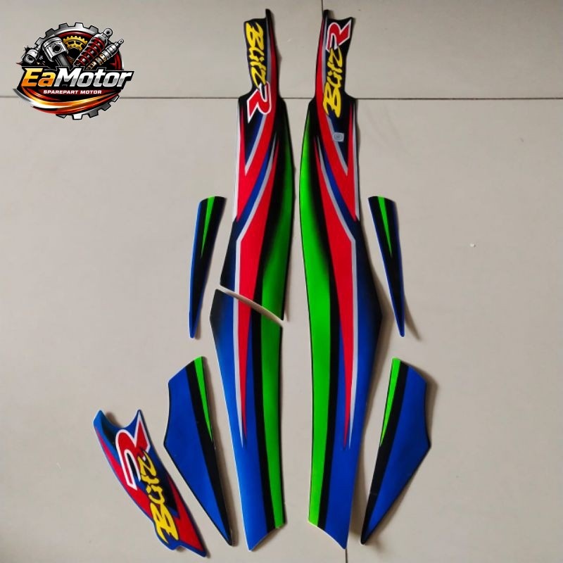 Striping Kawasaki Blitz R BlitzR biru stiker Lis body motor standar Terlaris Termurah Berkualitas