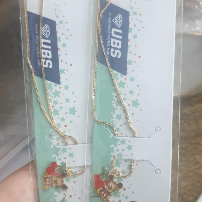 kalung anak 35cm 35 cm mickey mouse apel buah merah emas asli muda 375