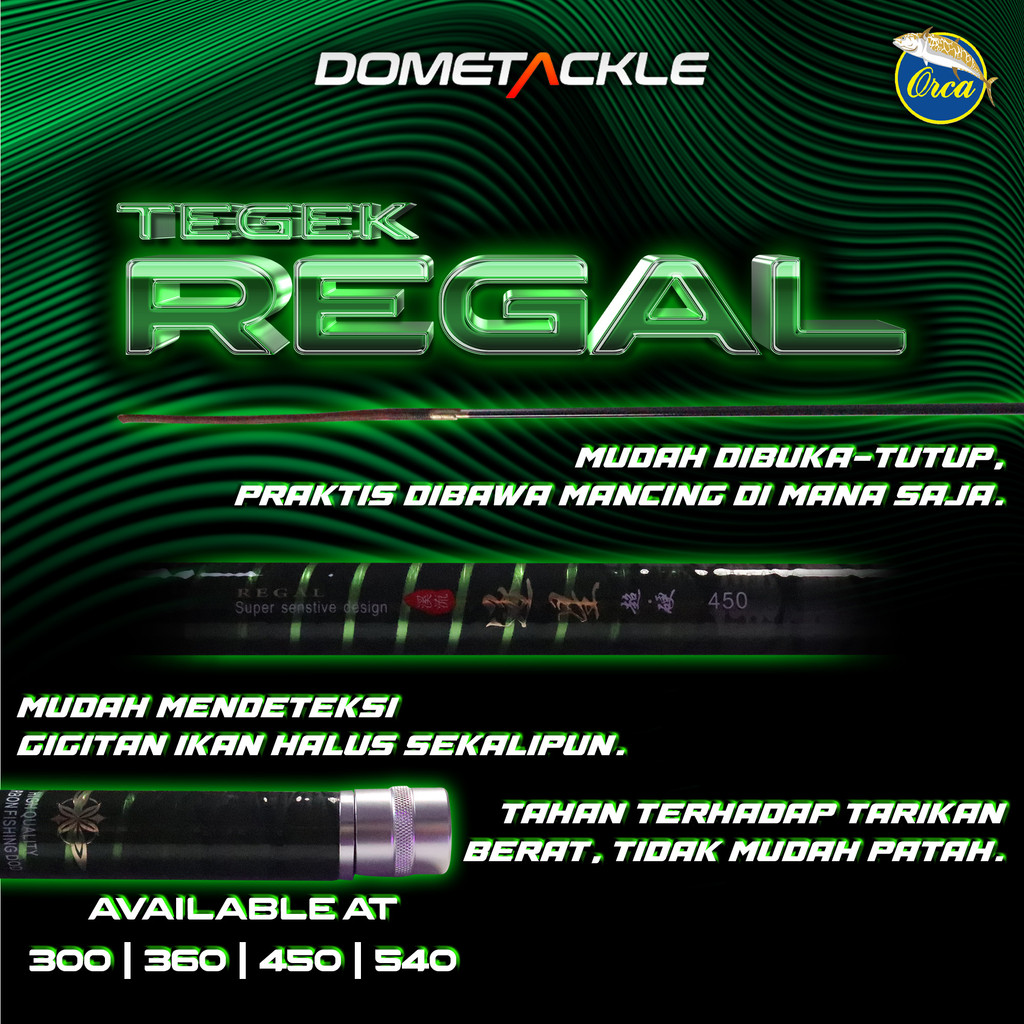 Tegek Orca Regal Carbon Super Kuat & Responsif – Action Kaku, Sensitivitas Tinggi, Panjang 360cm–540