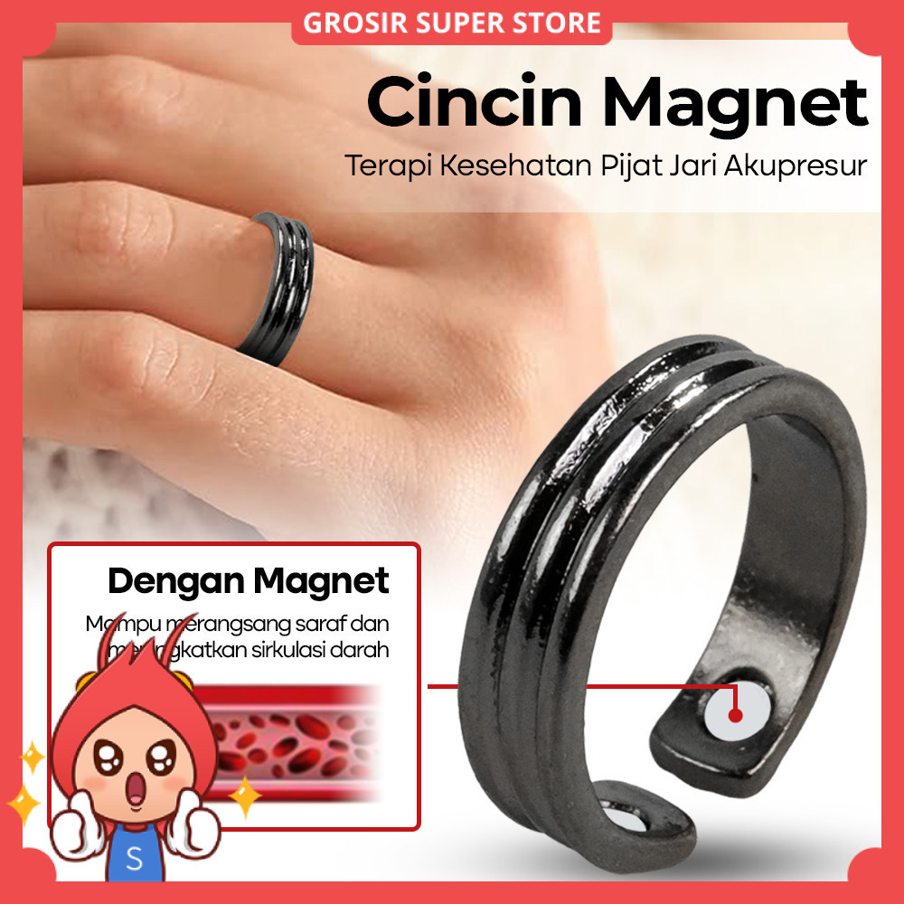 ONEVAN Cincin Magnet Terapi Kesehatan Pijat Jari Akupresur - VN12