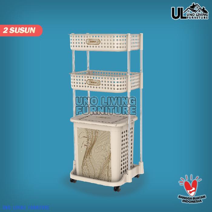 Laundry Basket Jumbo Stainless Steel Rak Keranjang Baju Naiba Emerald - 2 susun
