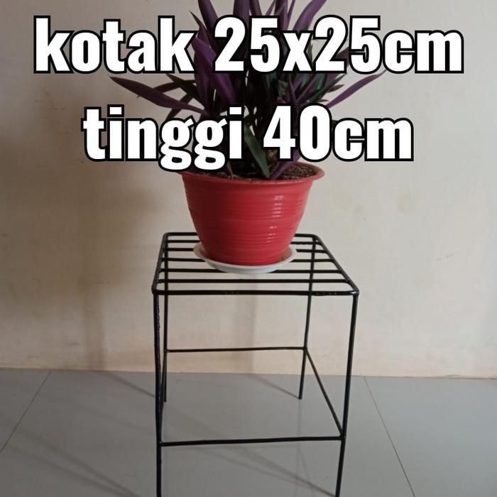 Rak bunga cantik/kotak kaki 4/standing pot besi/rak pot tanaman/rak bunga besi - Hitam