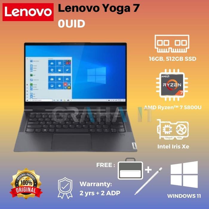 PROMO DISCON CUCI GUDANG Lenovo Yoga 7 0UID R7-5800U 16GB SSD 512GB W10 OHS 14" FHD IPS