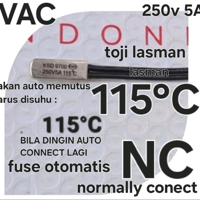 ( 115°C  5A fuse kotak ) sekering sekring otomatis auto on off segi thermostat thermofuse bimetal fu
