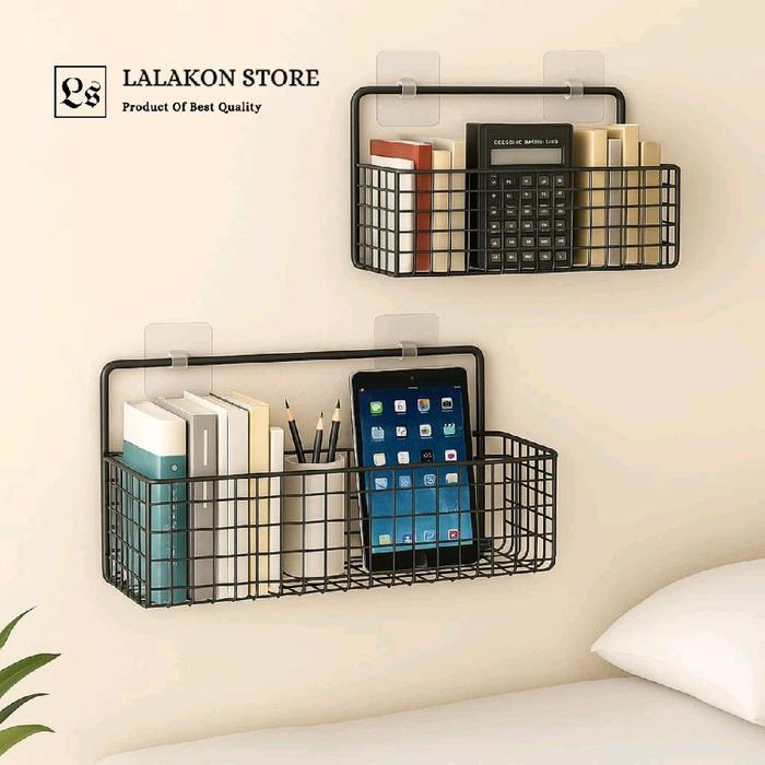 Rak Keranjang Jaring Besi Tempel Dinding Kamar Mandi - Tempat Penyimpanan Sabun Detergen Gantung Tem