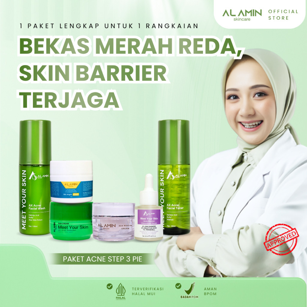 PAKET ACNE STEP 3 PIE | Bekas Jerawat Merah/ Whitening
