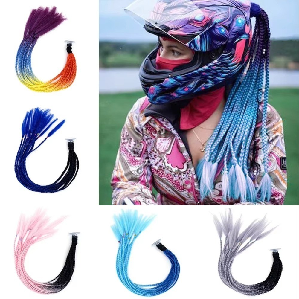 Universal Mohawk Helmet Wig Lightweight 21 In Motorcycle Helmet Decorations with Magic Sticker Motor