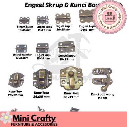 Peralatan Kerajinan Box Kayu Hampers kotak kado / Engsel Mini / Engsel Kupu / Overpall / Kuncian / S