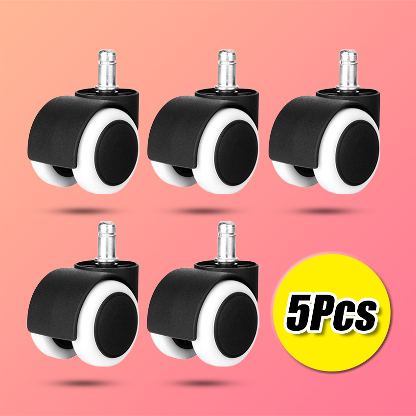 Set 5Pcs Roda Kursi Kantor & Gaming Heavy Duty Tancap 2 Inci – Lapis Karet Lembut,Putar 360° Bebas, 